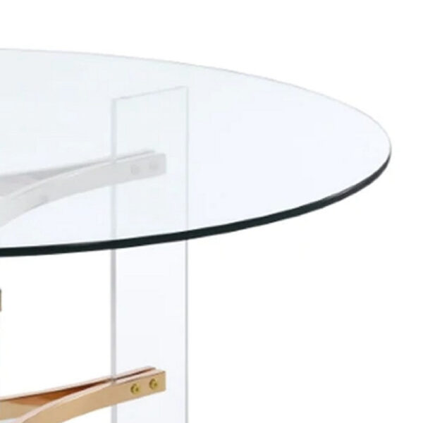 1502202669917d4b2a5a7.jpeg Hale 41 Inch Round Coffee Table, Glass Top, Acrylic Legs, Clear, Gold