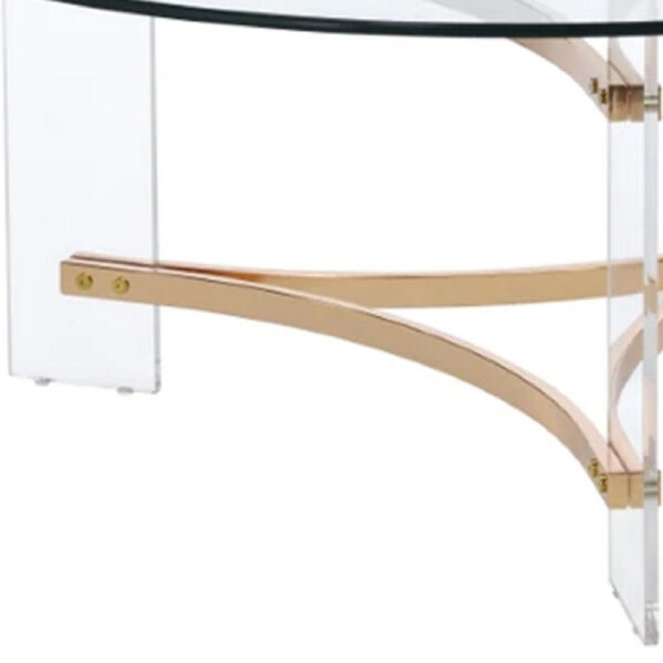 1502202669917d4ea52d8.jpeg Hale 41 Inch Round Coffee Table, Glass Top, Acrylic Legs, Clear, Gold