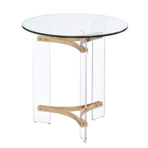 1502202669917d52c00f6.jpeg Hale 23 Inch Round End Table, Glass Top, Acrylic Legs, Clear, Gold