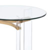 Hale 23 Inch Round End Table, Glass Top, Acrylic Legs, Clear, Gold