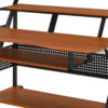Gia 67 Inch Wood Music Desk Studio Station, Keyboard Tray Shelves, Walnut