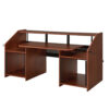 71 Inch Wood Music Desk Studio Workstation, 3 Shelves, Cherry Brown