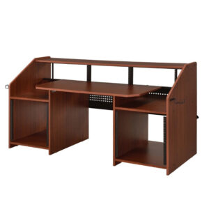 1502202669917de69ac0c.jpeg 71 Inch Wood Music Desk Studio Workstation, 3 Shelves, Cherry Brown