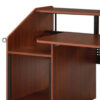 71 Inch Wood Music Desk Studio Workstation, 3 Shelves, Cherry Brown
