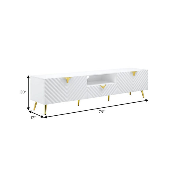 1502202669917dfea51f8.jpeg Tyra 79 Inch Modern TV Media Entertainment Center, 2 Doors, White, Gold