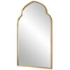 38 Inch Wood Wall Mirror, Moroccan Style, Antique Gold