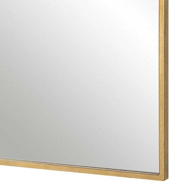 38 Inch Wood Wall Mirror, Moroccan Style, Antique Gold