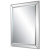 39 Inch Wood Mirror, Mirrored Frame, Beveled Panels, Silver