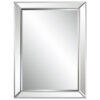 39 Inch Wood Mirror, Mirrored Frame, Beveled Panels, Silver