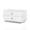 Hart 32 Inch Modern Nightstand, 2 Drawers, Textured Lacquer Finish, White
