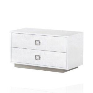 1502202669917ebc6b09c.jpeg Hart 32 Inch Modern Nightstand, 2 Drawers, Textured Lacquer Finish, White