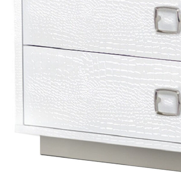 Hart 32 Inch Modern Nightstand, 2 Drawers, Textured Lacquer Finish, White