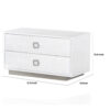 Hart 32 Inch Modern Nightstand, 2 Drawers, Textured Lacquer Finish, White