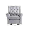 35 Inch Accent Swivel Chair, Glider, Tufted Back, Gray