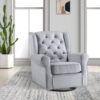 35 Inch Accent Swivel Chair, Glider, Tufted Back, Gray