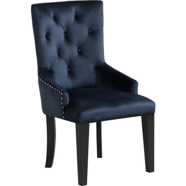 1502202669917ef4d779f.jpeg Luna 41 Inch Modern Accent Chair, Tight Back, Button Tufted, Velvet, Blue