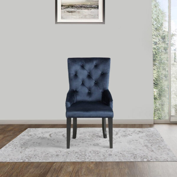 1502202669917efc597b9.jpeg Luna 41 Inch Modern Accent Chair, Tight Back, Button Tufted, Velvet, Blue