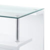 24 Inch Square Accent End Table, Glass Top, Open Shelf, White, Chrome