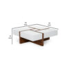 Cid 39 Inch Modern Wood Coffee Table, Puzzle Top Storage, White, Walnut