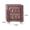 Rex 17 Inch Modern Upholstered Nightstand, 2 Drawer, Crystal Handles, Pink
