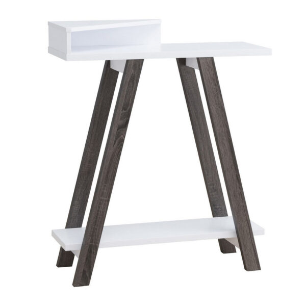 Baki 38 Inch Modern Wood Side Console Table, Corner Compartment, White