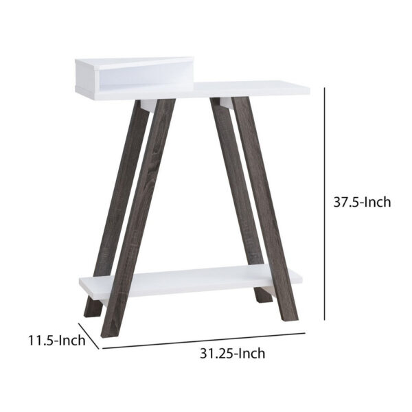 Baki 38 Inch Modern Wood Side Console Table, Corner Compartment, White