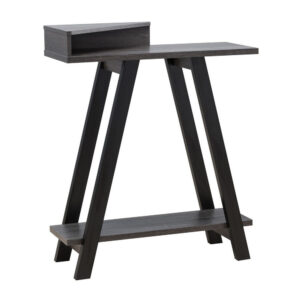 Baki 38 Inch Modern Wood Side Console Table, Corner Compartment, Black
