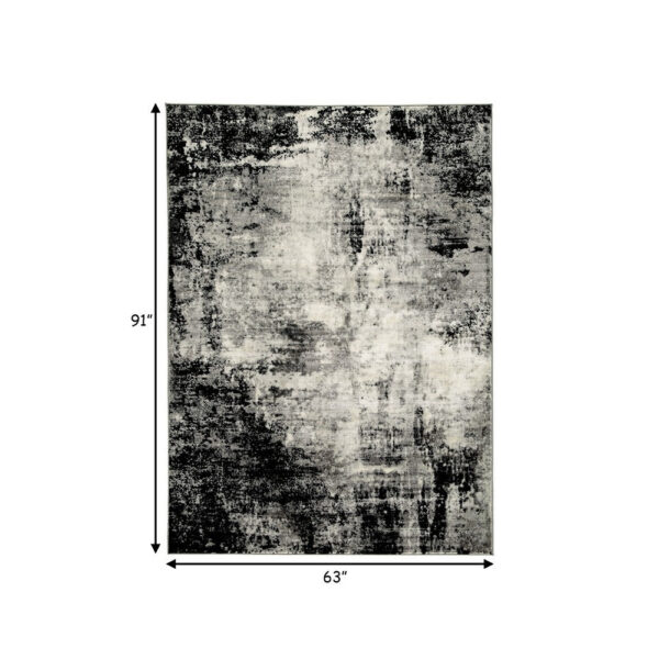 Jude 5 X 7 Modern Area Rug, Abstract Art Design, Fabric, Medium, Black Gray