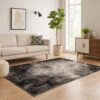 Jude 5 X 7 Modern Area Rug, Abstract Art Design, Fabric, Medium, Black Gray