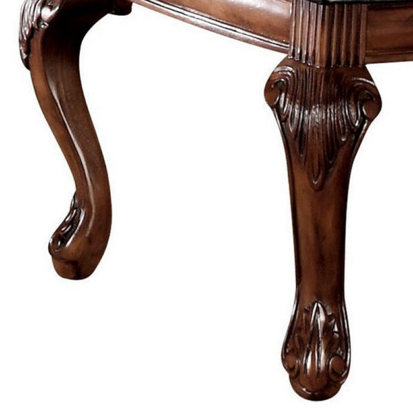 Loki 28 Inch Dining Armchair, Nailhead Trim, Faux Leather, Set of 2, Brown