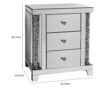 15022026699180599f70b.jpeg Noe 26 Inch 3 Drawer Accent Table Nightstand, Mirrored, Faux Diamond Inlay, Silver