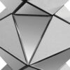 20 Inch Modern End Table, Square Mirror Top, Silver Geometric Pedestal Base