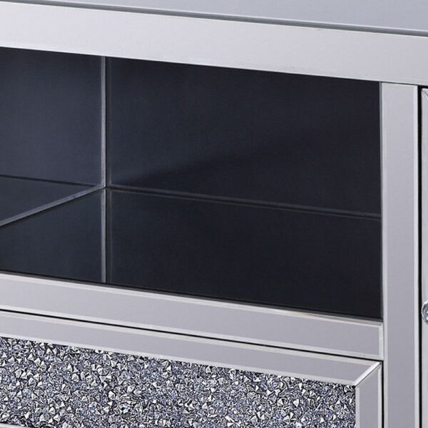 150220266991806f63908.jpeg Noe 59 Inch Wood TV Entertainment Media Console, Faux Diamond Inlay, Silver