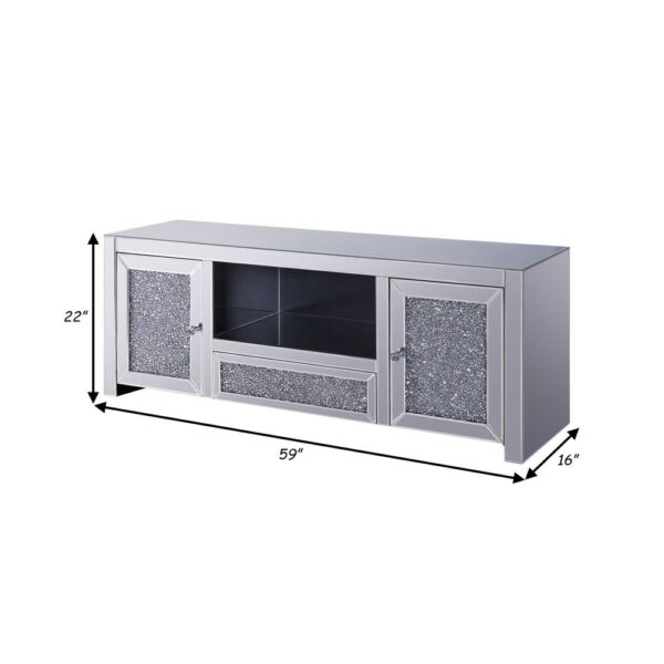 1502202669918072cba83.jpeg Noe 59 Inch Wood TV Entertainment Media Console, Faux Diamond Inlay, Silver