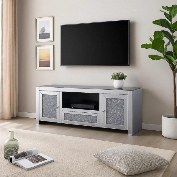 15022026699180748d44c.jpeg Noe 59 Inch Wood TV Entertainment Media Console, Faux Diamond Inlay, Silver