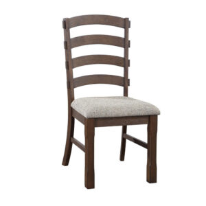19 Inch Solid Wood Dining Chair, Curved Ladderback, Set of 2, Brown