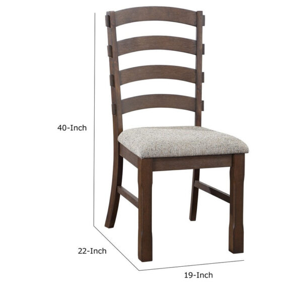 19 Inch Solid Wood Dining Chair, Curved Ladderback, Set of 2, Brown
