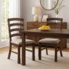19 Inch Solid Wood Dining Chair, Curved Ladderback, Set of 2, Brown