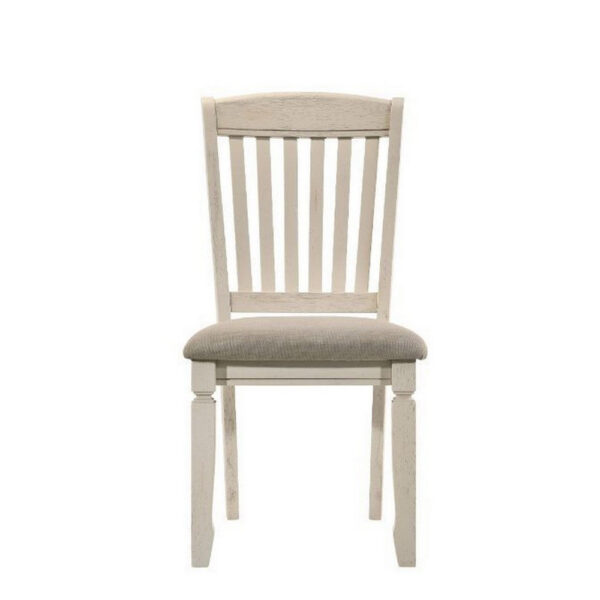 15022026699180cd8d421.jpeg 18 Inch Dining Chair, Fabric Padded Seat, Slatted, Set of 2, Antique White