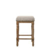 24 Inch Classic Wood Counter Height Stool, Upholstered, Set of 2, Gray