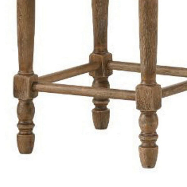 24 Inch Classic Wood Counter Height Stool, Upholstered, Set of 2, Gray