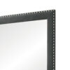 Cale 40 Inch Modern Portrait Mirror, Velvet Upholstery, Nailhead Trim, Gray