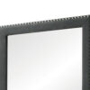 Cale 40 Inch Modern Portrait Mirror, Velvet Upholstery, Nailhead Trim, Gray