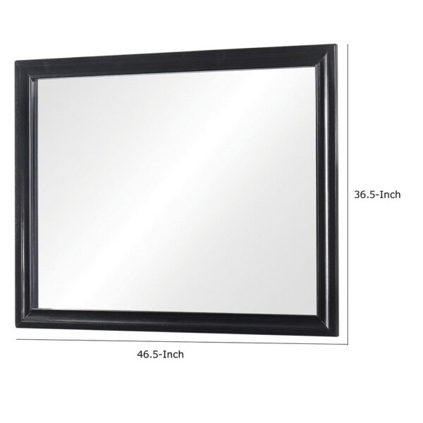 47 Inch Wood Mirror, Landscape Frame, Classic, Black