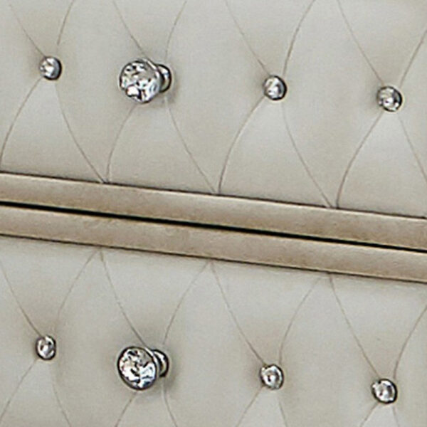 1502202669918112771fa.jpeg Matt 30 Inch Modern Nightstand, 3 Drawers, Velvet Tufted, Ivory Light Brown