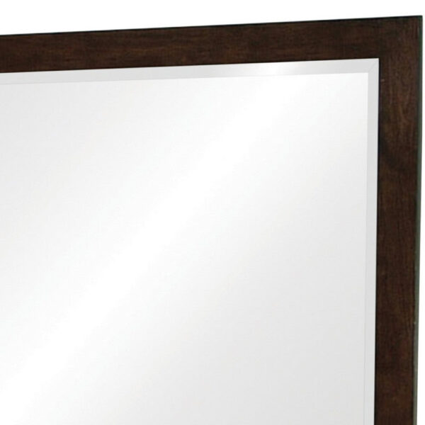 40 Inch Solid Wood Modern Mirror, Portrait, Framed, Cappuccino Brown
