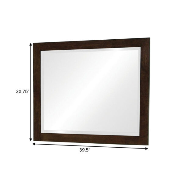 40 Inch Solid Wood Modern Mirror, Portrait, Framed, Cappuccino Brown