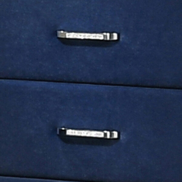 Cale 26 Inch Modern Wood Nightstand, Velvet Upholstered, Nailhead, Blue