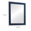 Cale 40 Inch Modern Glam Portrait Mirror, Nailhead, Blue Velvet Upholstered