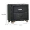 Cale 26 Inch Modern Glam Wood Nightstand, Nailhead, Gray Velvet Upholstered